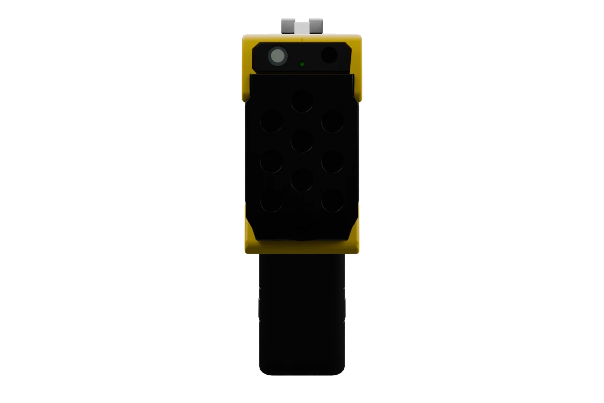 TASER 10 model, rear view showing the display